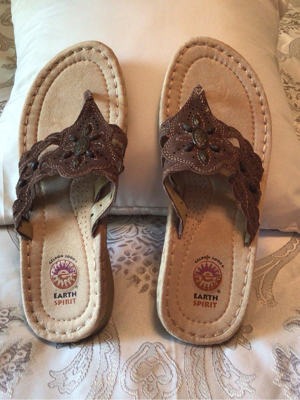 NWOT Earth Spirit Brown Leather Sandals Sz 8 1/2